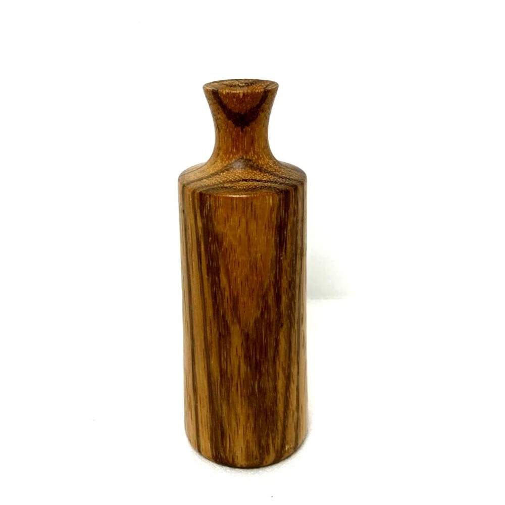 Vintage Hand Turned Wood Bud Vase 5" H Marked